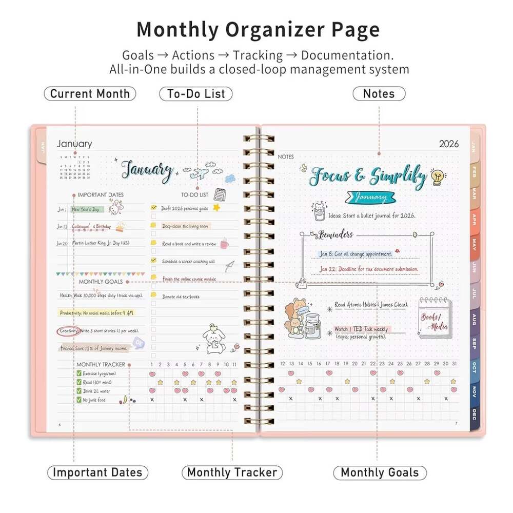 RETTACY 2026-2027 Monthly Planner, Jan 2026 - Dec 2027, (6"x 8.5โ) (C62)